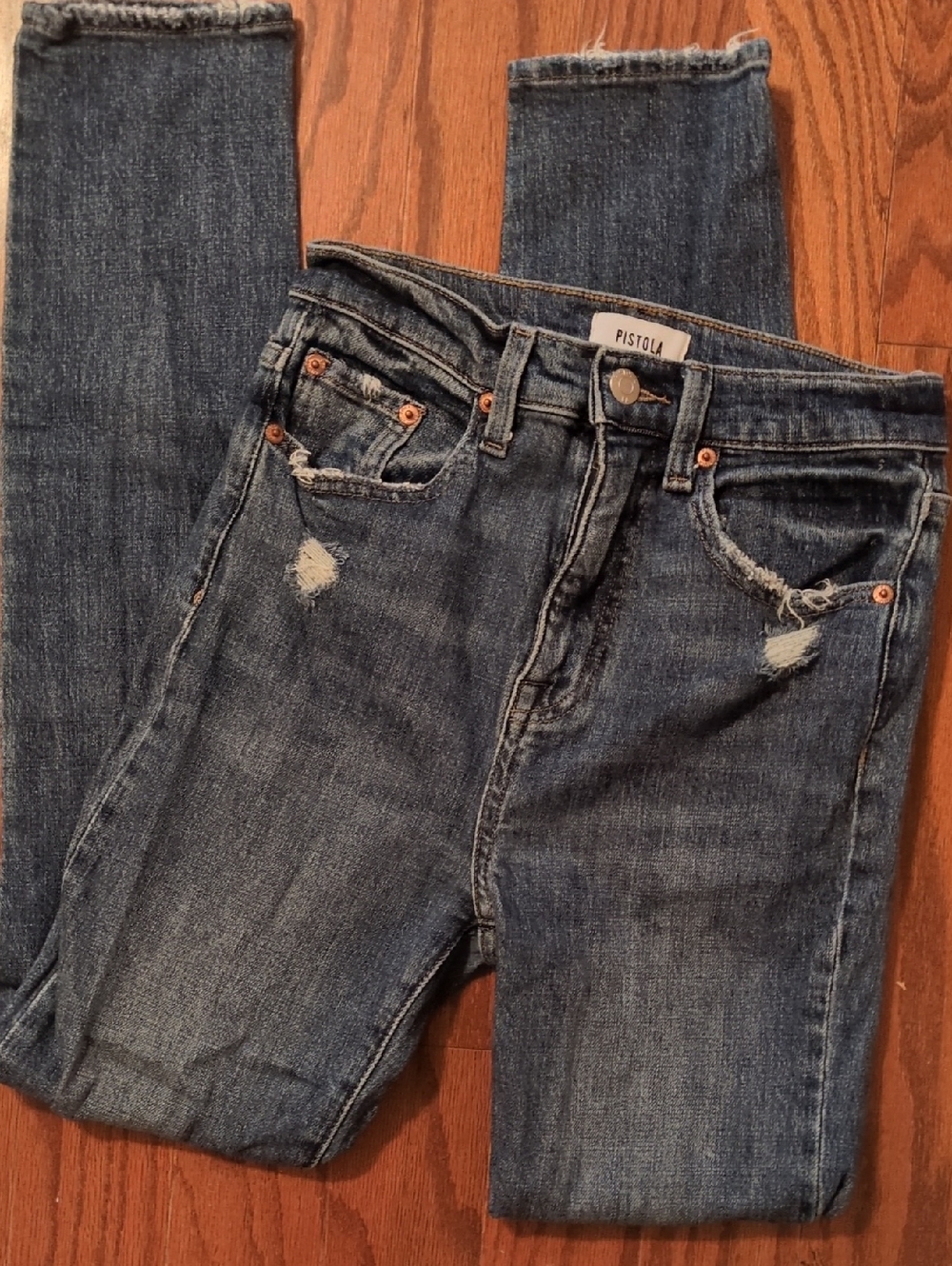 Pistola Dark Blue Distressed Skinny Jeans